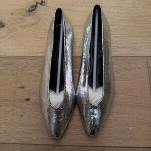 Loro Piana Metallic Silver Flats